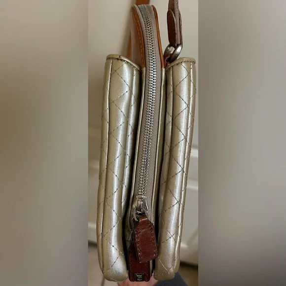 Consuela Candy Crush Quilted Metallic Champagne Slim Crossbody Bag Retired - Picture 6 of 16